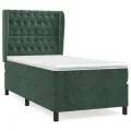 cadre de lit et matelas Vert foncé 80x200 cm Velours
