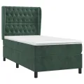 cadre de lit et matelas Vert foncé 80x200 cm Velours