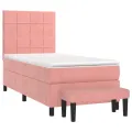 cadre de lit et matelas Rose 80x200 cm Velours