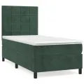 cadre de lit et matelas Vert foncé 80x200 cm Velours
