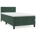 cadre de lit et matelas Vert foncé 80x200 cm Velours