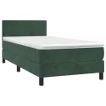 cadre de lit et matelas Vert foncé 80x200 cm Velours
