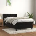 cadre de lit avec matelas Noir 100x200 cm Velours