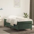 cadre de lit et matelas Vert foncé 80x200 cm Velours