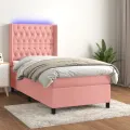 cadre de lit matelas et LED Rose 80x200 cm Velours