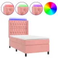 cadre de lit matelas et LED Rose 80x200 cm Velours