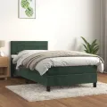cadre de lit et matelas Vert foncé 80x200 cm Velours