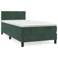 cadre de lit et matelas Vert foncé 80x200 cm Velours
