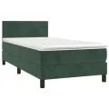 cadre de lit et matelas Vert foncé 80x200 cm Velours