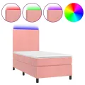 cadre de lit et matelas et LED Rose 80x200cm Velours