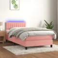 cadre de lit avec matelas et LED Rose 80x200 cm
