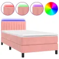 cadre de lit avec matelas et LED Rose 80x200 cm