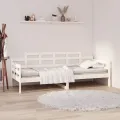 Lit de jour blanc bois de pin massif 90x200 cm