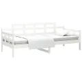 Lit de jour blanc bois de pin massif 90x200 cm