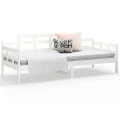 Lit de jour blanc bois de pin massif 90x200 cm