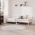 Lit de jour blanc bois de pin massif 90x200 cm