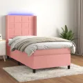 cadre de lit matelas et LED Rose 80x200 cm Velours