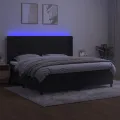 cadre de lit matelas et LED Noir 200x200 cm Velours