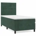 cadre de lit et matelas Vert foncé 80x200 cm Velours