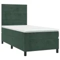 cadre de lit et matelas Vert foncé 80x200 cm Velours
