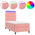 cadre de lit avec matelas LED Rose 80x200 cm Velours