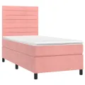 cadre de lit avec matelas LED Rose 80x200 cm Velours