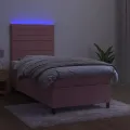 cadre de lit avec matelas LED Rose 80x200 cm Velours