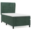 cadre de lit et matelas Vert foncé 80x200 cm Velours