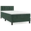 cadre de lit et matelas Vert foncé 80x200 cm Velours
