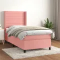 cadre de lit et matelas Rose 80x200 cm Velours
