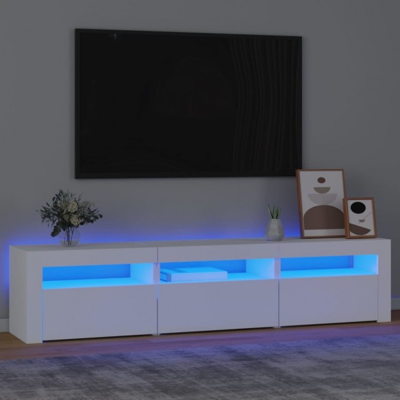 Meuble TV avec lumières LED Blanc 180x35x40 cm