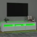 Meuble TV avec lumières LED Blanc 180x35x40 cm