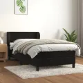 cadre de lit avec matelas Noir 100x200 cm Velours