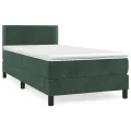 cadre de lit et matelas Vert foncé 80x200 cm Velours