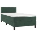 cadre de lit et matelas Vert foncé 80x200 cm Velours