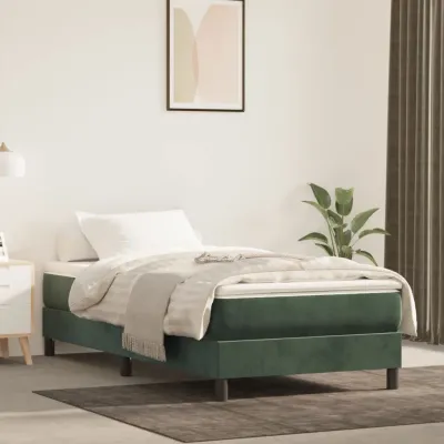 cadre de lit et matelas Vert foncé 80x200 cm Velours