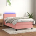 cadre de lit avec matelas LED Rose 80x200 cm Velours
