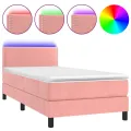 cadre de lit avec matelas LED Rose 80x200 cm Velours