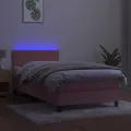 cadre de lit avec matelas LED Rose 80x200 cm Velours