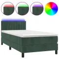 cadre de lit et matelas et LED Vert foncé 80x200cm