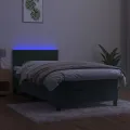 cadre de lit et matelas et LED Vert foncé 80x200cm
