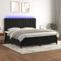 cadre de lit matelas et LED Noir 200x200 cm Velours