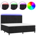 cadre de lit matelas et LED Noir 200x200 cm Velours