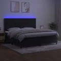 cadre de lit matelas et LED Noir 200x200 cm Velours