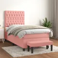 cadre de lit et matelas Rose 80x200 cm Velours