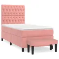 cadre de lit et matelas Rose 80x200 cm Velours