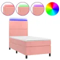 cadre de lit avec matelas LED Rose 80x200 cm Velours