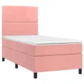 cadre de lit avec matelas LED Rose 80x200 cm Velours