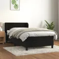 cadre de lit avec matelas Noir 100x200 cm Velours