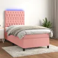 cadre de lit matelas et LED Rose 80x200 cm Velours